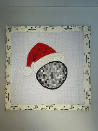 Disco Ball Santa Hat needlepoint canvas, hand-painted Christmas ornament, photo 2