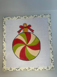 Peppermint Swirl ornament needlepoint canvas, hand-painted holiday stocking stuffer, photo 5