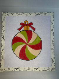 Peppermint Swirl ornament needlepoint canvas, hand-painted holiday stocking stuffer, photo 4