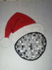 Disco Ball Santa Hat needlepoint canvas, hand-painted Christmas ornament, photo 4