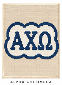 Alpha Chi Omega mini sorority needlepoint canvas, 18ct bag charm big little gift