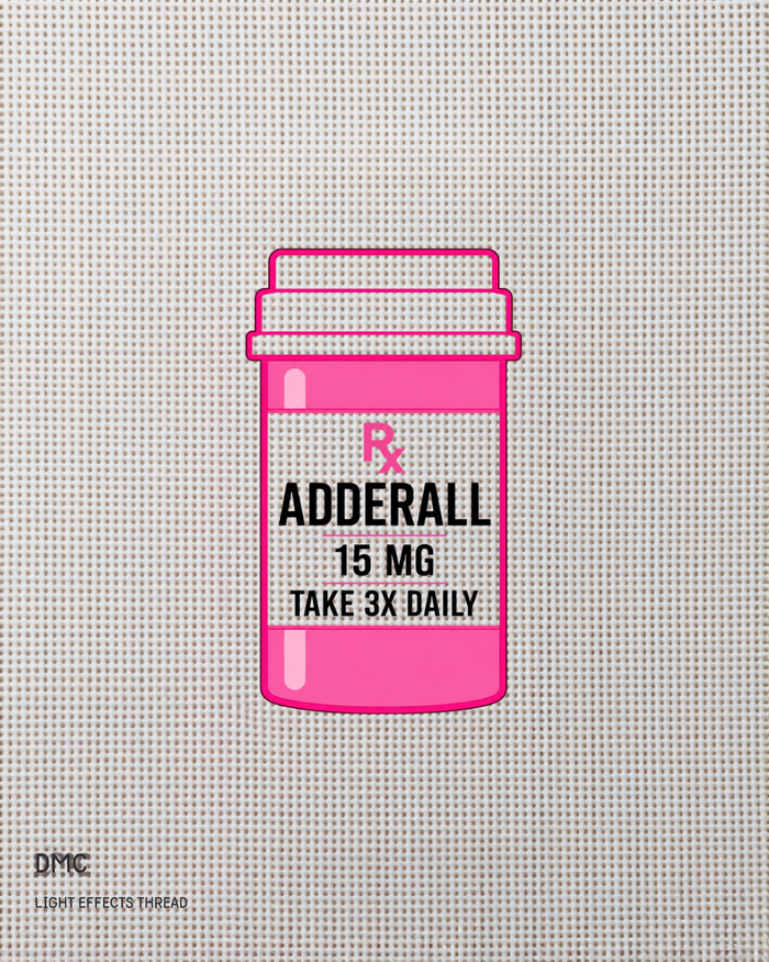 Pill bottle needlepoint canvas, funny Rx gag gift on 18ct canvas