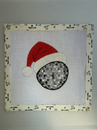Disco Ball Santa Hat needlepoint canvas, hand-painted Christmas ornament, photo 5