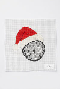 Disco Ball Santa Hat needlepoint canvas, hand-painted Christmas ornament, photo 6