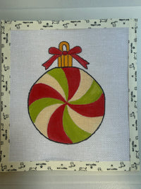 Peppermint Swirl ornament needlepoint canvas, hand-painted holiday stocking stuffer, photo 7