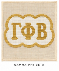 Gamma Phi Beta mini sorority needlepoint canvas, 18ct bag charm big little gift