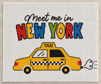 Meet Me in New York taxi needlepoint canvas - detail collage