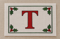 Monogram Stocking Topper needlepoint canvas with holly and berry frame