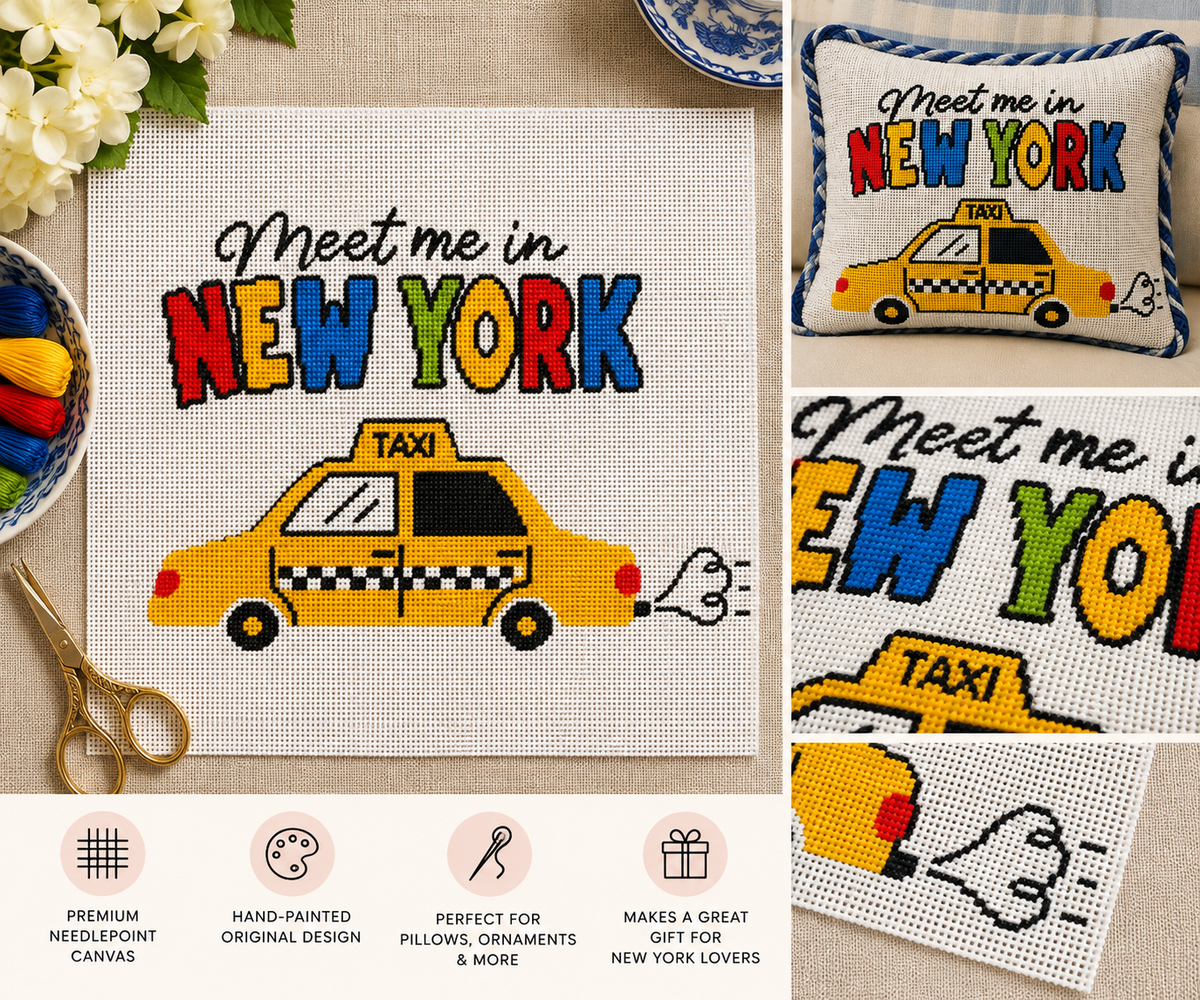 NYC Taxi needlepoint canvas - clean product shot