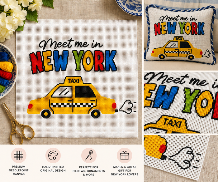 NYC Taxi needlepoint canvas - clean product shot