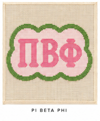 Pi Beta Phi mini sorority needlepoint canvas, 18ct bag charm big little gift
