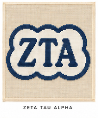 Zeta Tau Alpha mini sorority needlepoint canvas, 18ct bag charm big little gift
