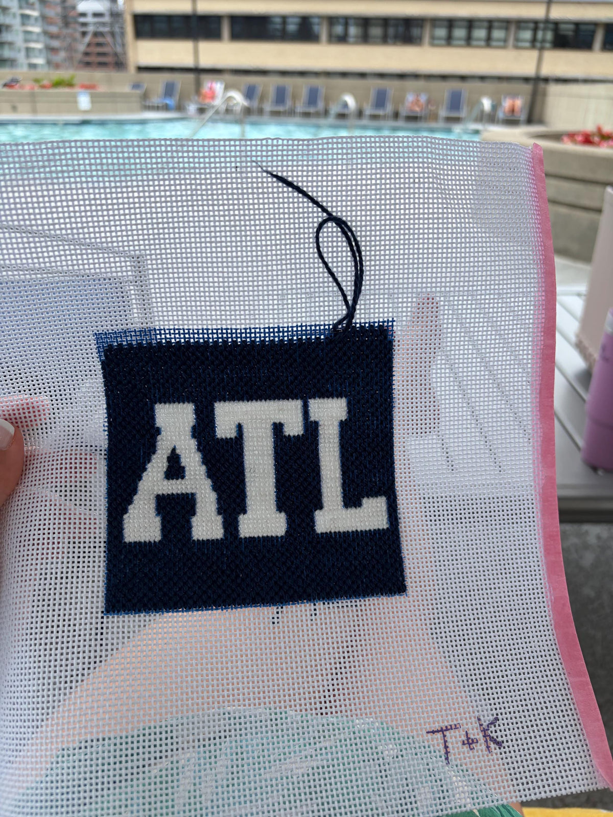 ATL Atlanta needlepoint canvas royal blue