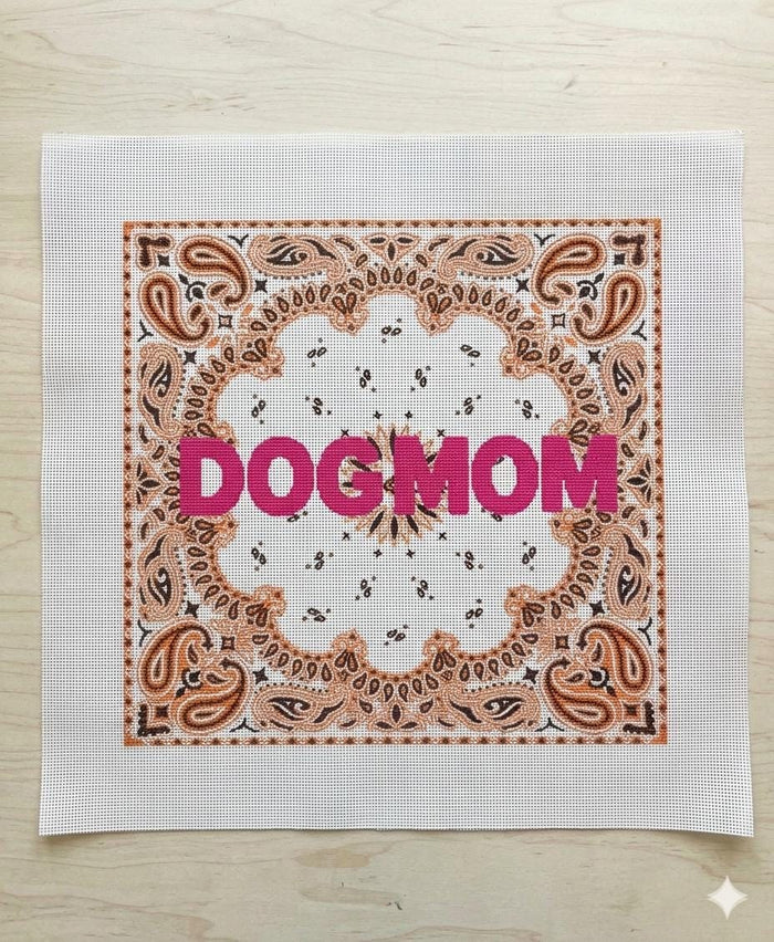 Dog Mom paisley bandana needlepoint canvas