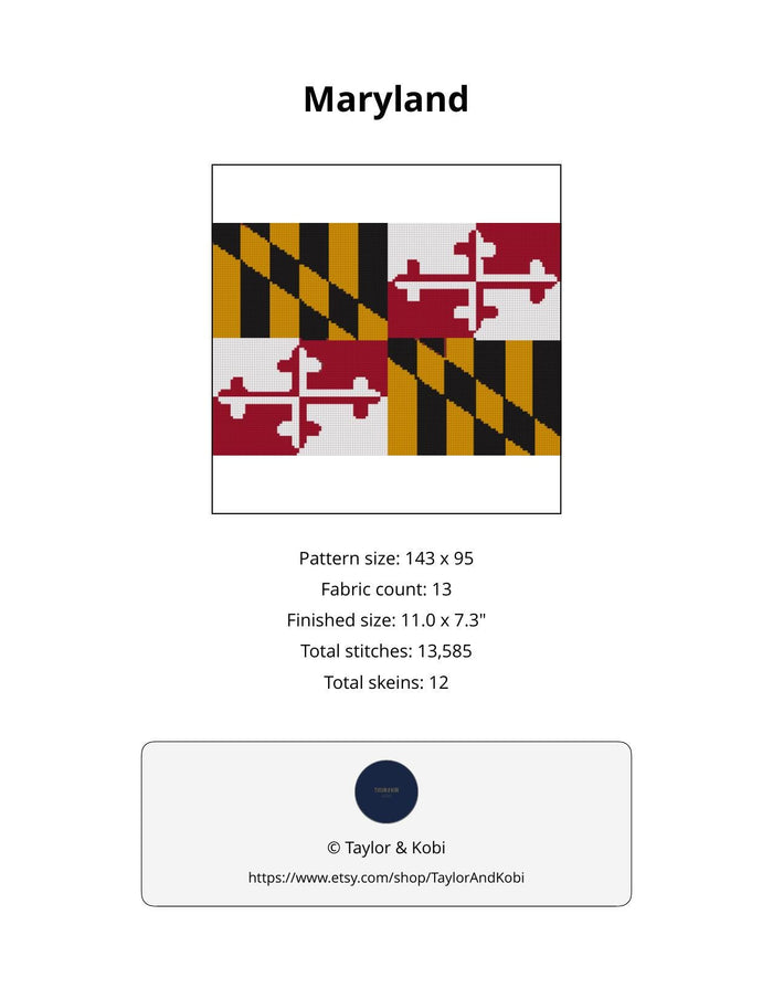 Maryland flag needlepoint pattern PDF