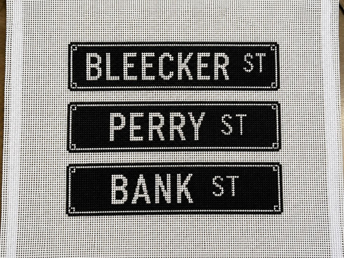 West Village NYC street signs needlepoint canvas