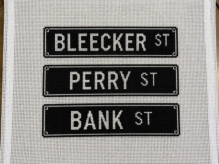 West Village NYC street signs needlepoint canvas