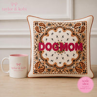 Hot pink dog mom needlepoint