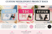 Needlepoint project bag light blue