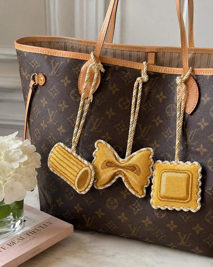 Pasta needlepoint canvas set, rigatoni bowtie ravioli