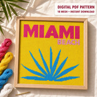 Miami Beach retro agave needlepoint pattern