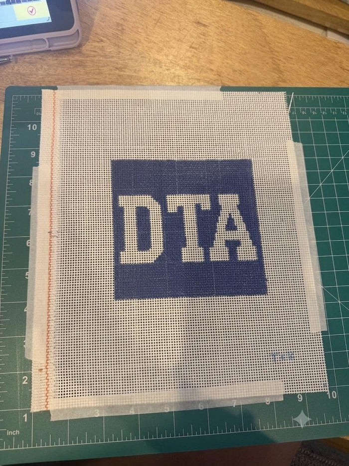 DTA Annapolis monogram needlepoint canvas navy
