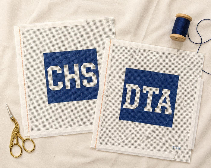 CHS Charleston monogram needlepoint canvas navy