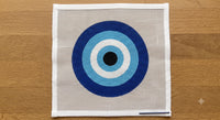 Evil eye Nazar needlepoint canvas, navy and sky blue