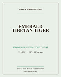 Emerald tiger rug needlepoint canvas detail