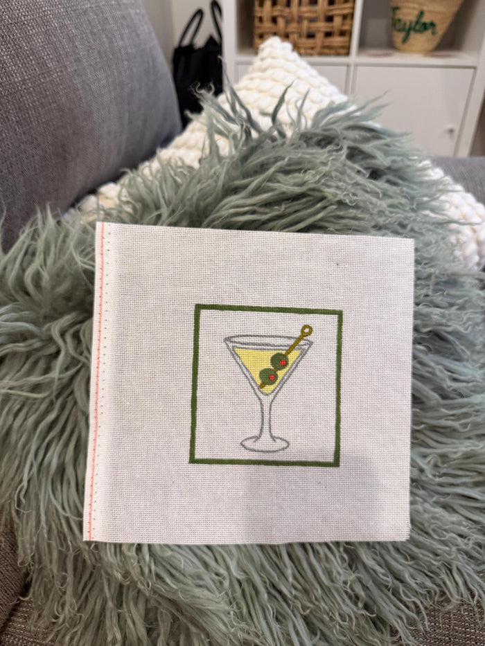Mini martini needlepoint canvas for beginners