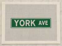 York Ave NYC street sign needlepoint canvas