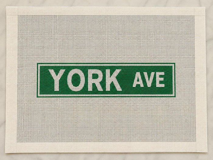 York Ave NYC street sign needlepoint canvas