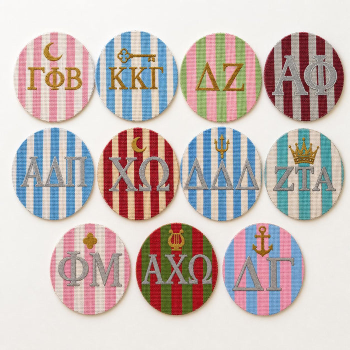 Blue and white stripe sorority needlepoint canvas