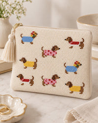 Dachshund needlepoint pillow canvas