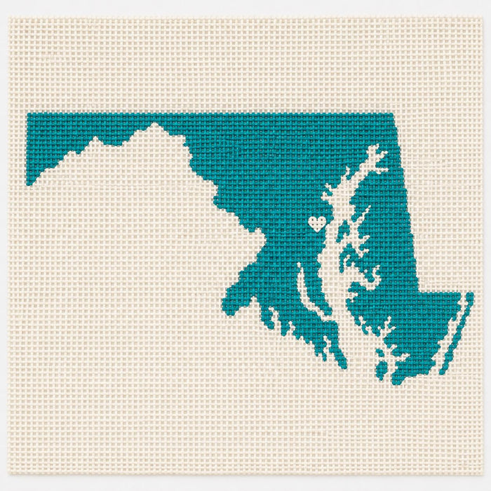 Maryland state needlepoint canvas with Annapolis heart