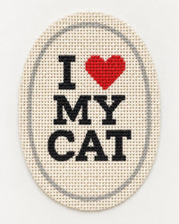 I Love My Cat oval needlepoint canvas