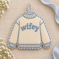Wifey bride needlepoint canvas detail
